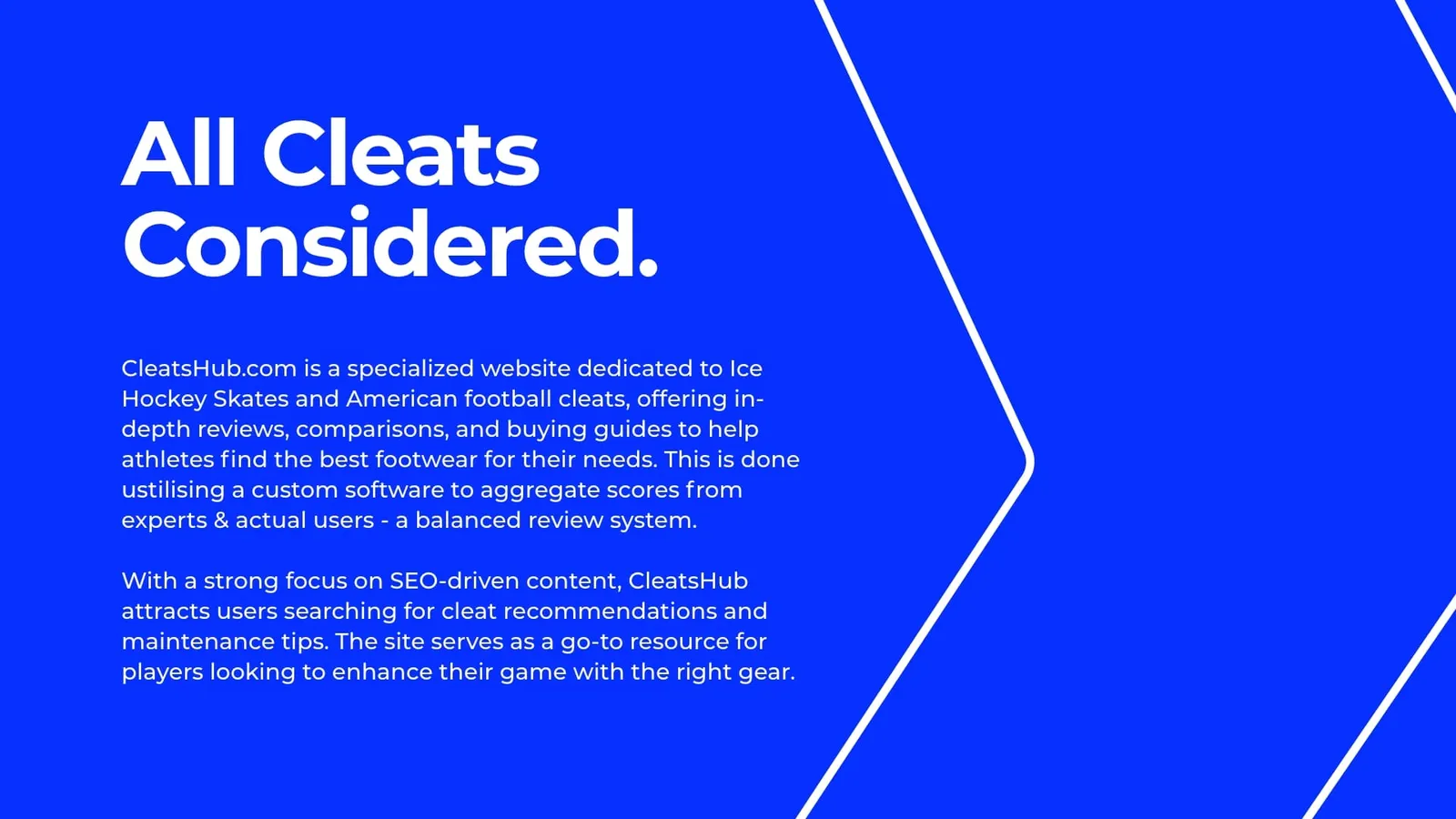 All Cleats Considered: a short introduction to Cleats Hub on a blue background