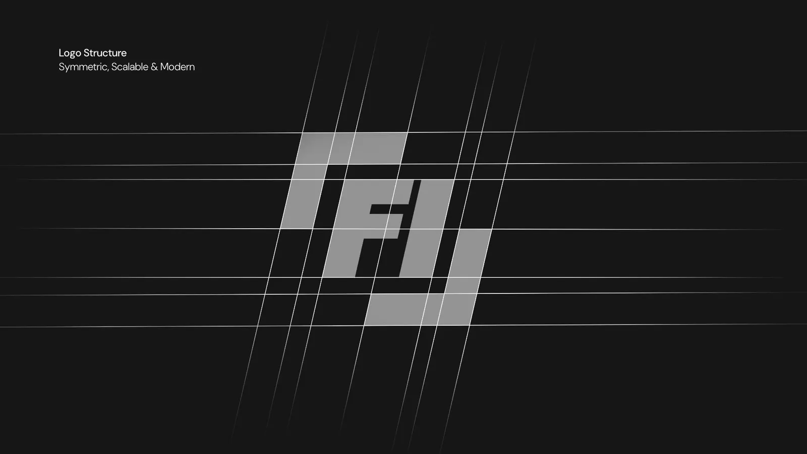 The FI monogram on a construction grid