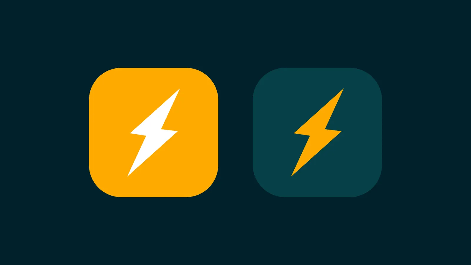 Re-life app icons: a lightning bolt in orange and in dark green