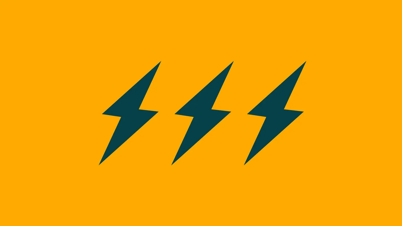 Three dark green lightning bolts on orange