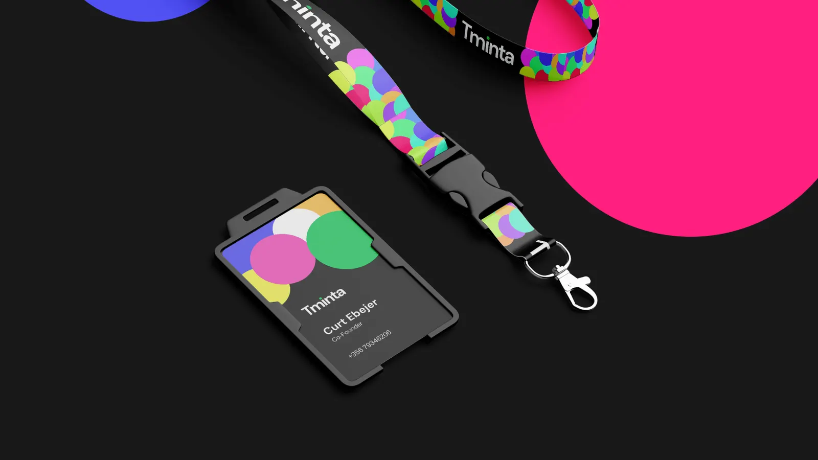 A Tminta lanyard and badge