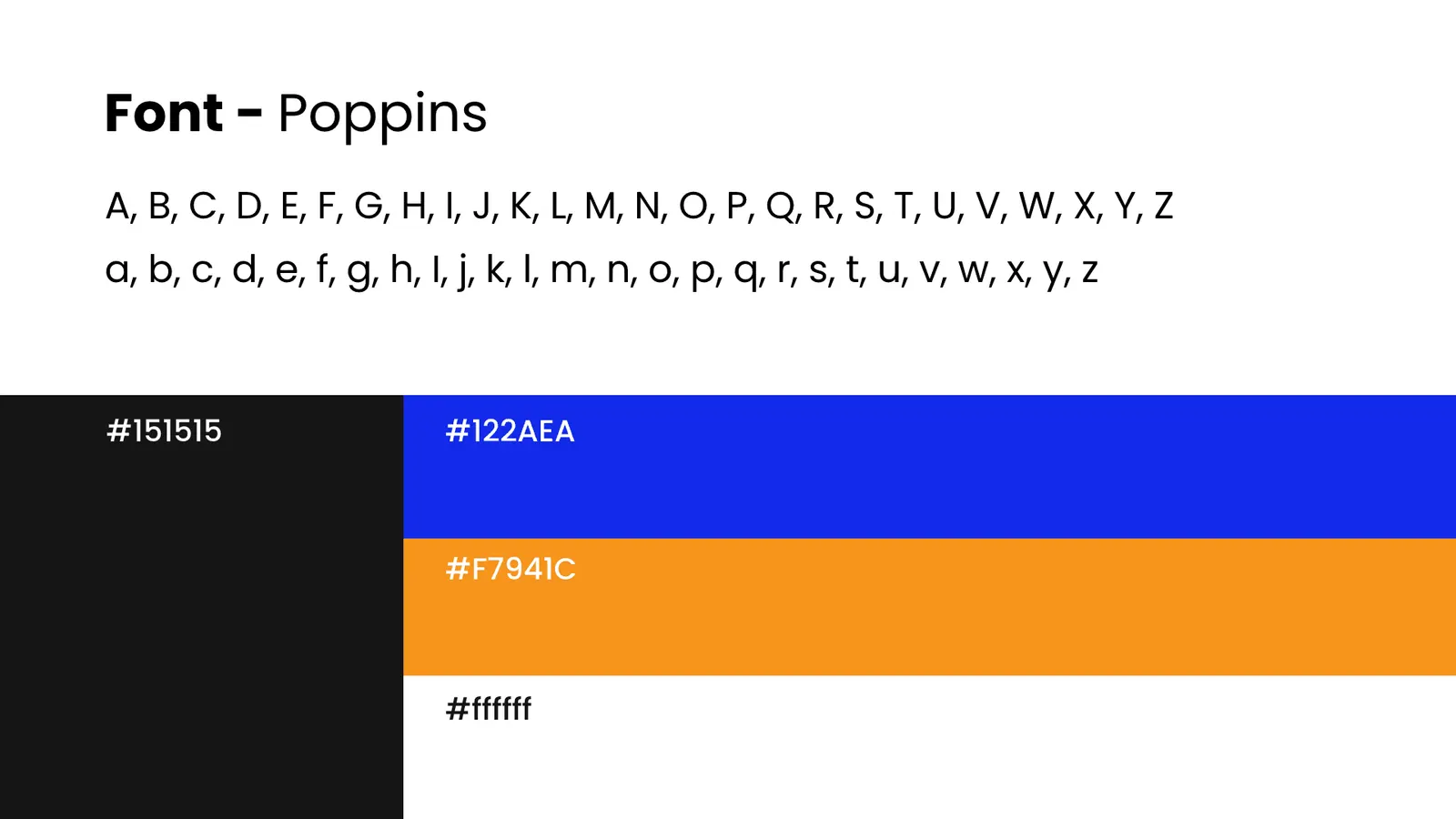 Xjismu font, Poppins, and colours: black, blue, orange and white